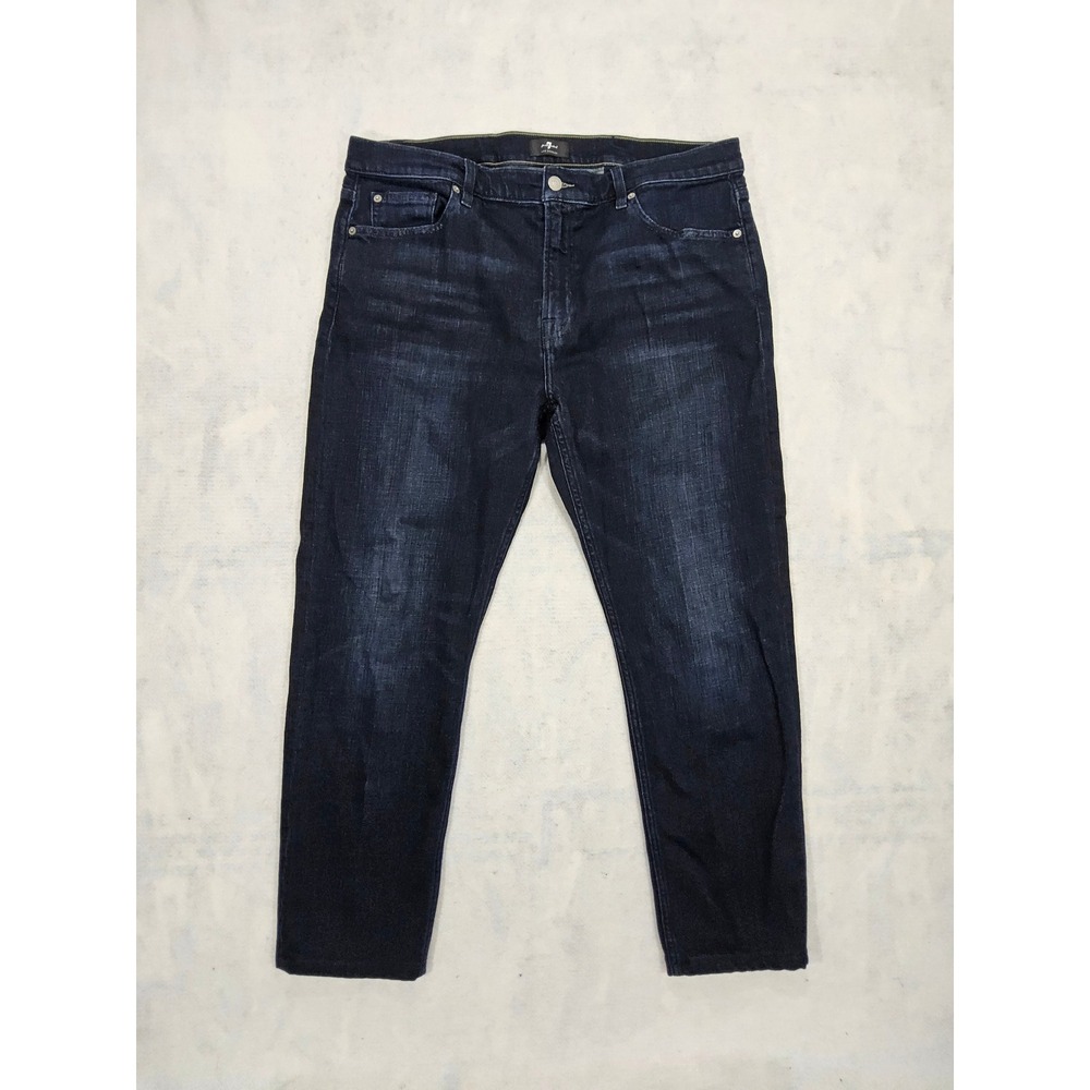 7 For All Mankind Jeans Mens 38 X 28 Slimmy Slim Straight Whisker Dark Wash Blue
